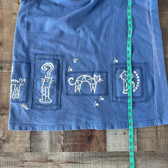Cute Blue Cat Dress With Graphic Print By Citiknits - Size M - Picture 3 of 14